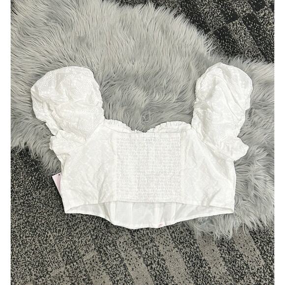 Women's Puff Cap Sleeve Eyelet Corset Top - Wild Fable Size XXL - Picture 5 of 6